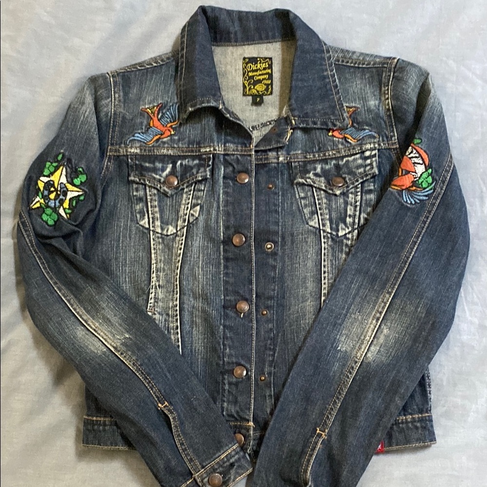 Dickies Blue Denim Jacket with Embroidered Patches